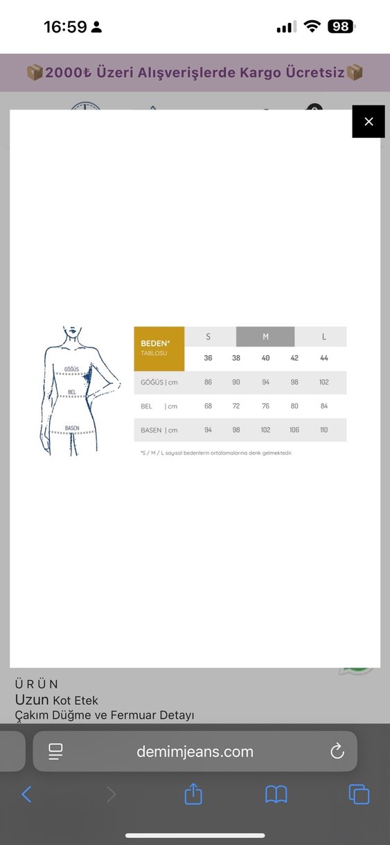 Uzun Bol Kesim Gri Batik Desenli Kot Etek - Görsel 3