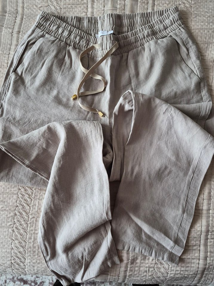 Bej renginde kadın rahat pantolon - Görsel 4