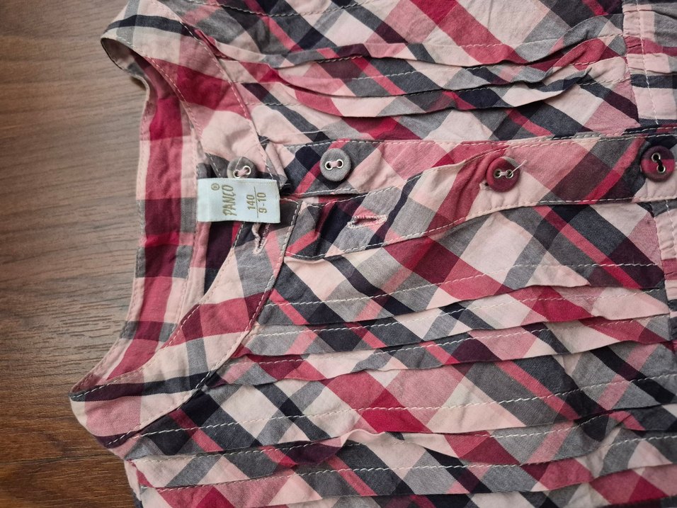 Düğmeli Pembe Gri Ekose çocuk Gömlek - Görsel 2