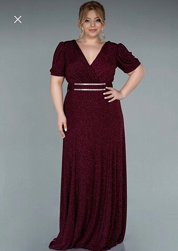 Bordo simli abiye elbise