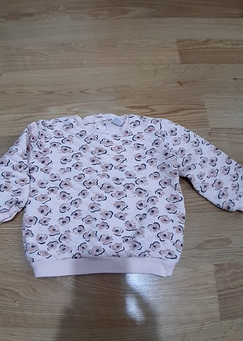Beyaz Çiçek Desenli Kız Sweatshirt