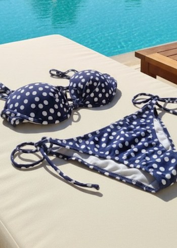 Mavi Puantiyeli Strappy Bikini