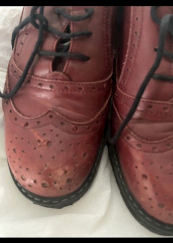 Bordo Deri Kadın Klasik Ayakkabı - Görsel 2