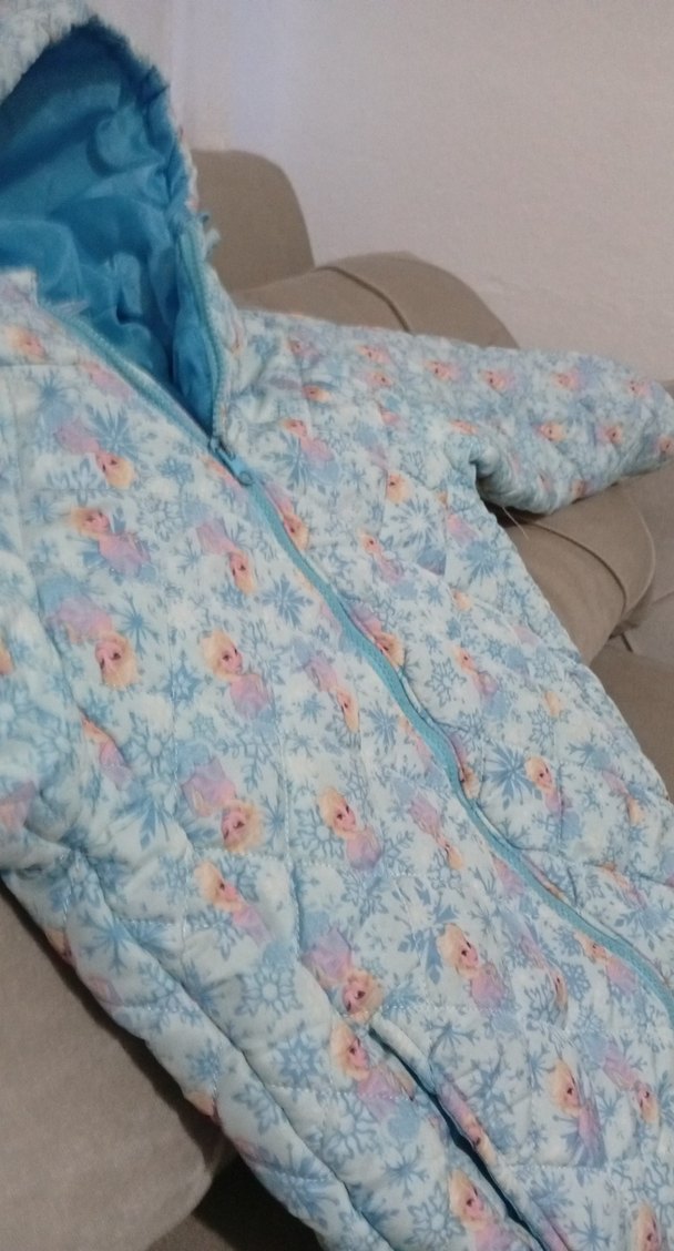 Mavi Kapüşonlu Kız Bebek Kayak Tulumu - Görsel 3