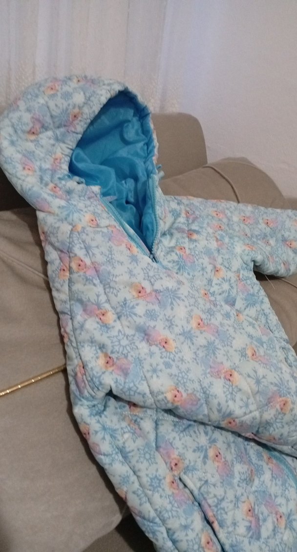 Mavi Kapüşonlu Kız Bebek Kayak Tulumu - Görsel 2