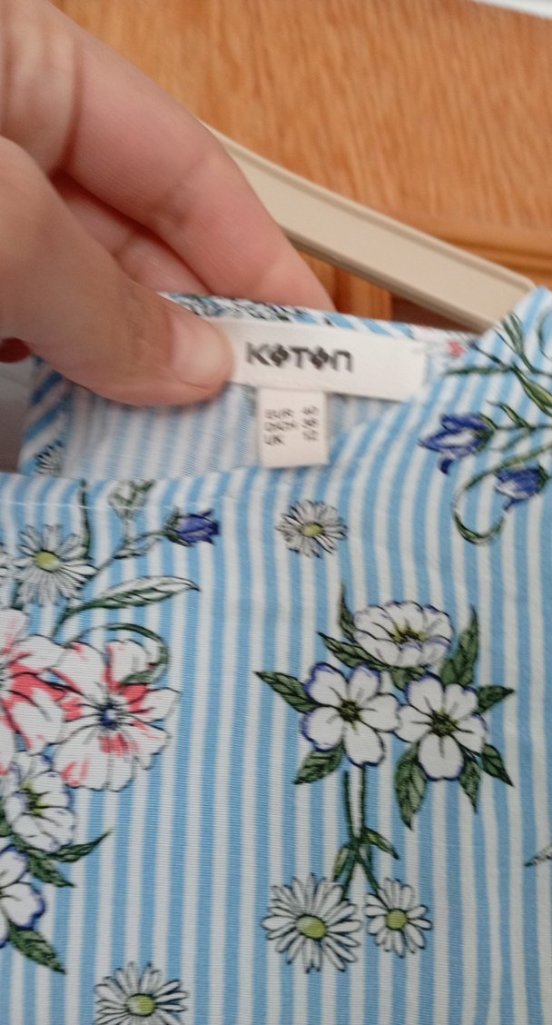 Mavi Çiçek Desenli Uzun Hamile Elbisesi - Görsel 3