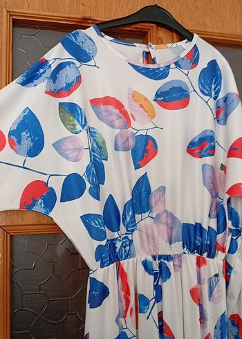 Renkli Pilili Uzun Kollu Bohem Elbise - Görsel 2