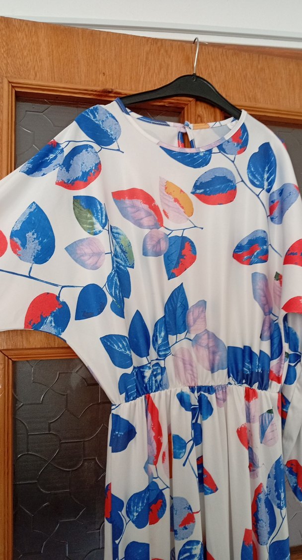 Renkli Pilili Uzun Kollu Bohem Elbise - Görsel 2