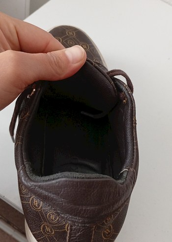 Kahverengi Yılan Desenli Bağcıklı Kadın Spor Ayakkabı - Görsel 3