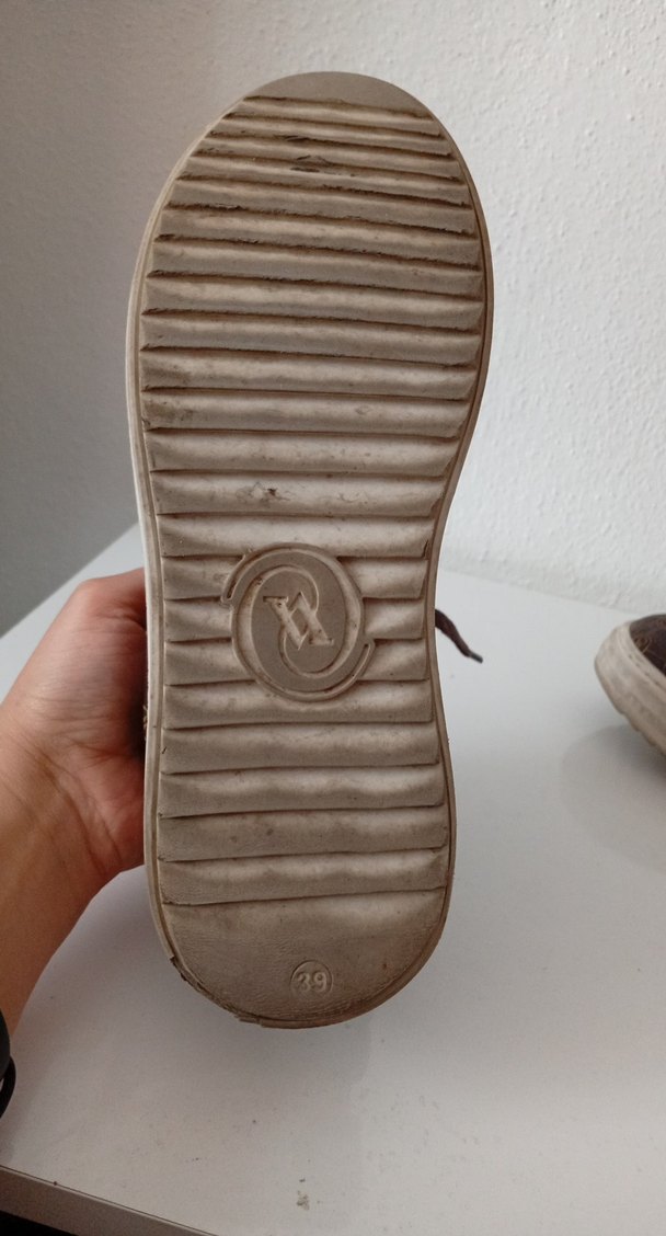 Kahverengi Yılan Desenli Bağcıklı Kadın Spor Ayakkabı - Görsel 4