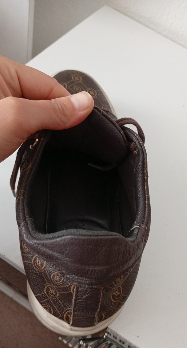 Kahverengi Yılan Desenli Bağcıklı Kadın Spor Ayakkabı - Görsel 3