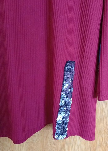 Bordo Uzun Kollu Triko Tunik - Görsel 3