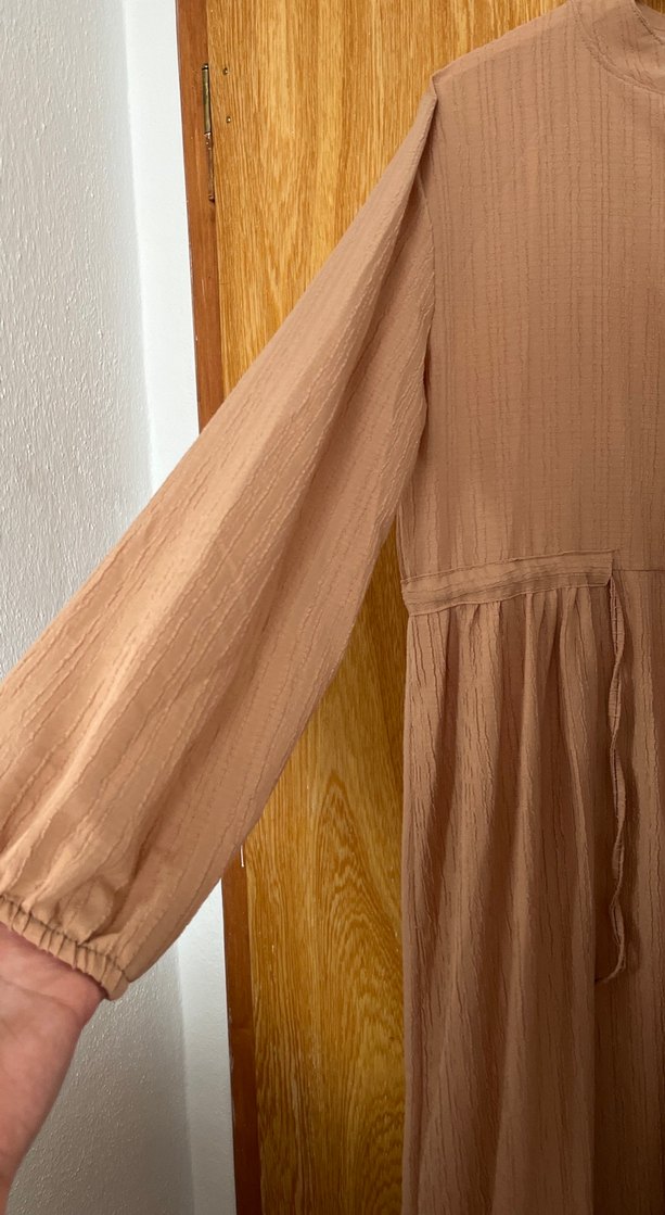 Bej Bohem Uzun Keten Elbise - Görsel 2