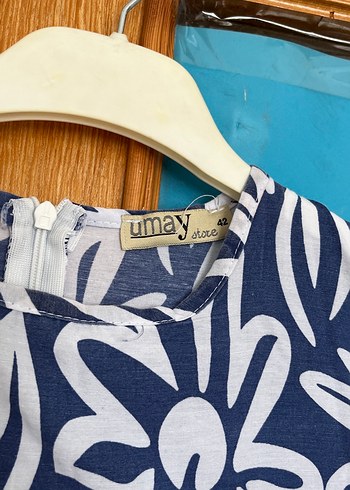 Lacivert Çiçek Desenli Uzun Bohem Elbise - Görsel 4