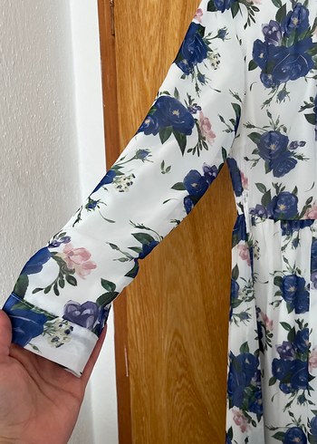 Çiçek Desenli Uzun Kollu Kadın Elbise - Görsel 3