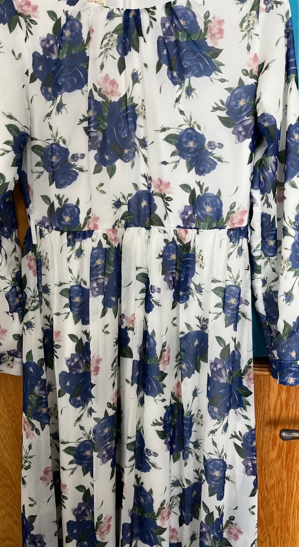 Çiçek Desenli Uzun Kollu Kadın Elbise - Görsel 2