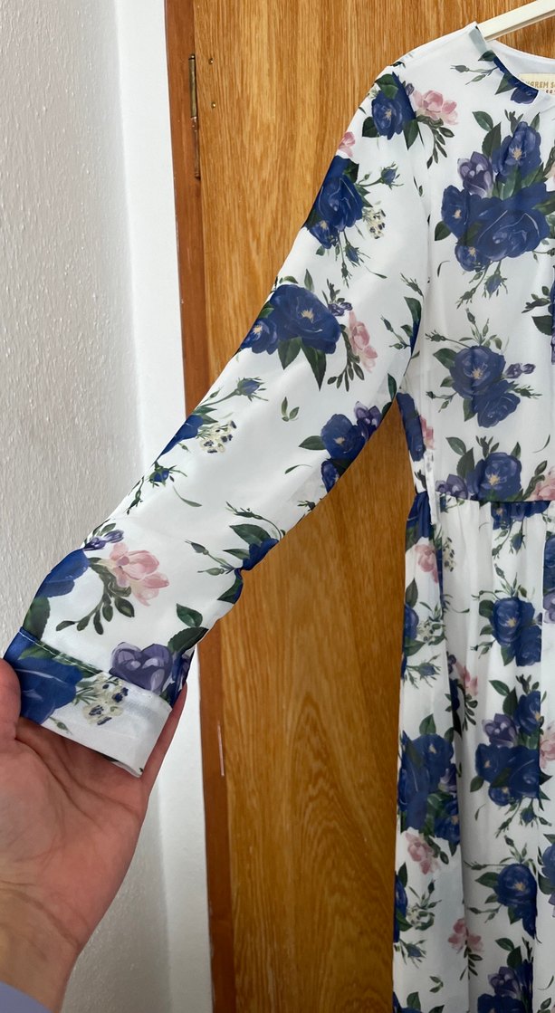 Çiçek Desenli Uzun Kollu Kadın Elbise - Görsel 3