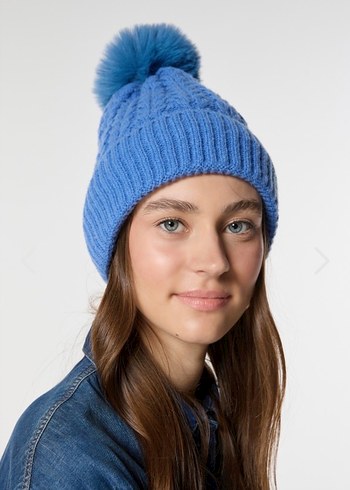 Renkli Örgü Mavi Kadın Bere - Görsel 2