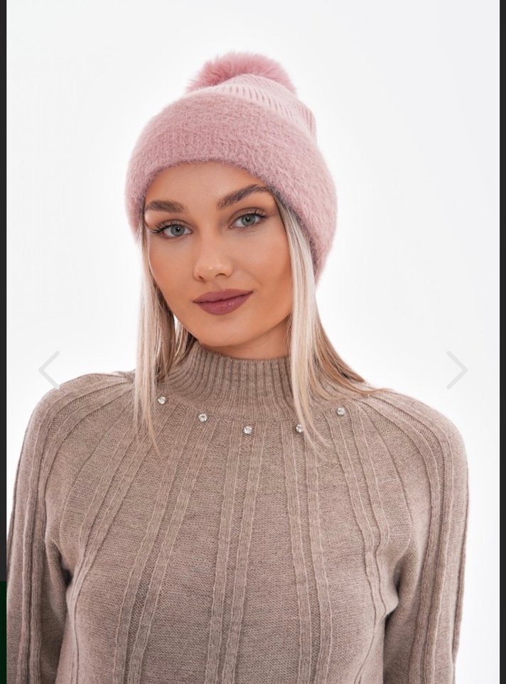 Pembe Ponponlu Örgü Kadın Bere - Görsel 2