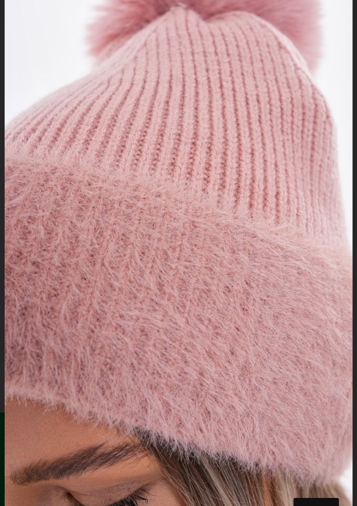 Pembe Ponponlu Örgü Kadın Bere - Görsel 5