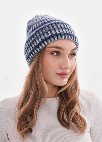 Kadın Mavi Gri Örgü Bere - Görsel 2
