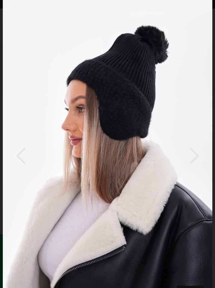 Siyah Kürklü Kadın Bere - Görsel 4