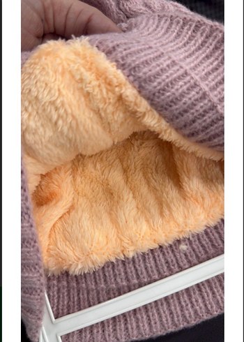 Kadın Örgü Kahverengi Yün Bere - Görsel 3