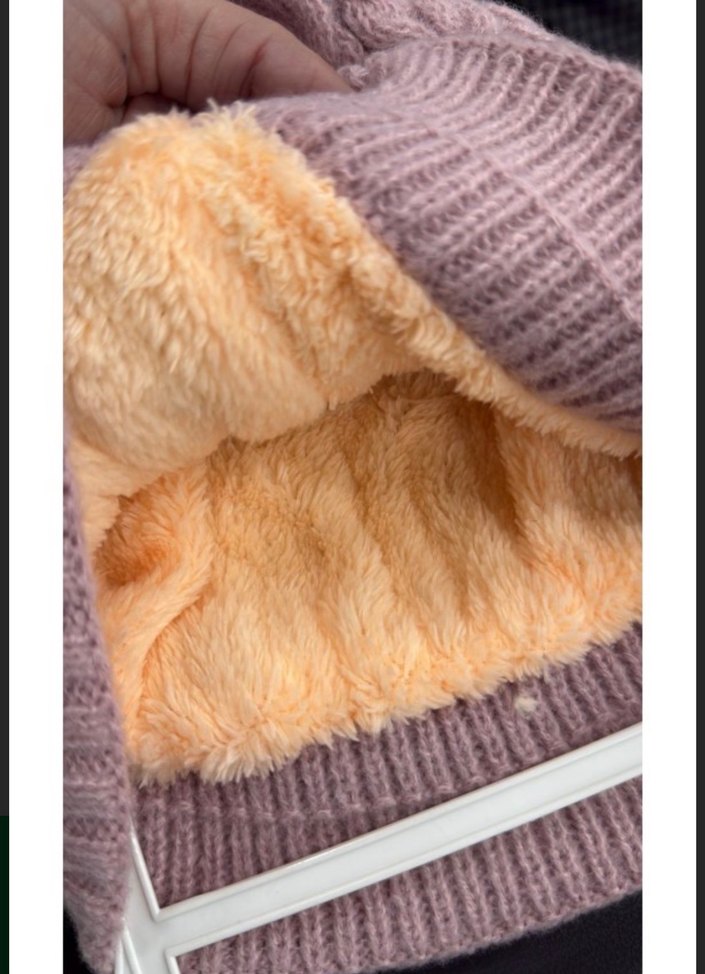 Kadın Örgü Kahverengi Yün Bere - Görsel 3