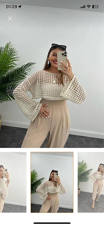 Delikli crop top m-l beden