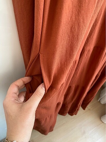 40 Beden turuncu Renk Tesettür elbise