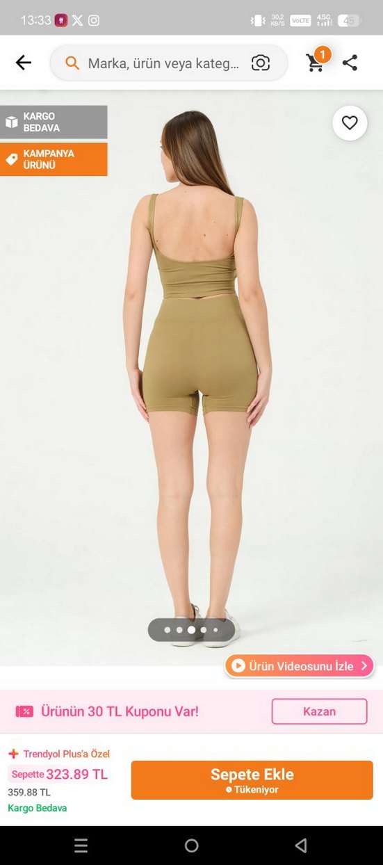 Bej Kadın Mini Spor Takım - Görsel 2