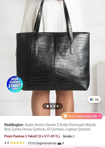 Bershka Reddington Kadın Kroko Desenli Büyük Deri Çanta