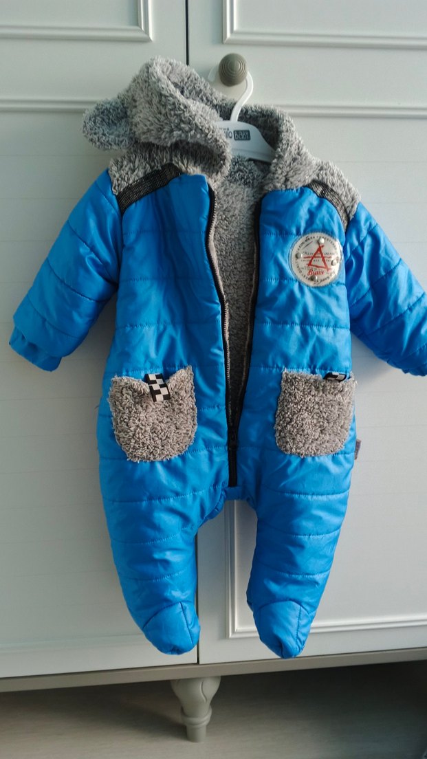 Mavi Kürklü Bebek Kayak Tulumu - Görsel 2