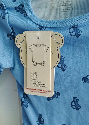 Mavi Baskılı Uzun Kollu Bebek çıtçıtlı Bodyzıbın - Görsel 2