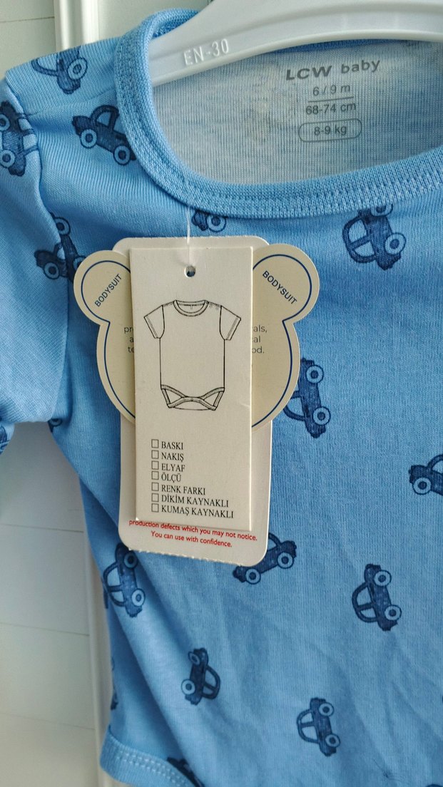 Mavi Baskılı Uzun Kollu Bebek çıtçıtlı Bodyzıbın - Görsel 2