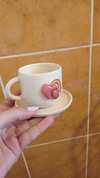 Beden beyaz Renk El yapımı seramik handmade kahve fincanı ve tabağı