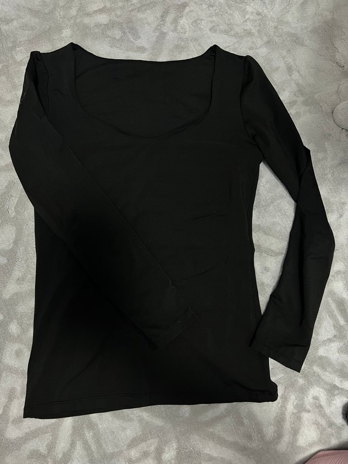 V Yaka Siyah Hamile Uzun Kollu Bluz - Görsel 2