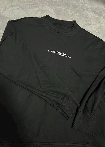 Siyah Baskılı Kadın Sweatshirt Uzun Kollu