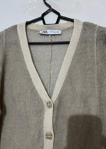 Bej Triko Kadın Hırka Uzun Kollu - Görsel 2