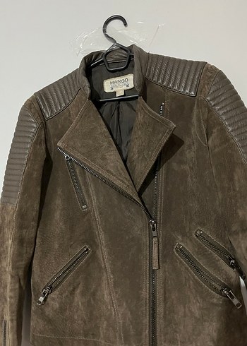 Kahverengi Süet Biker Kadın Deri Ceket - Görsel 2