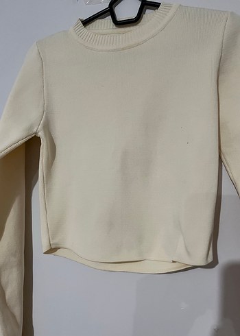 krem Uzun Kollu Basic Kadın Kazak - Görsel 2