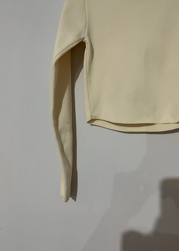 krem Uzun Kollu Basic Kadın Kazak - Görsel 4