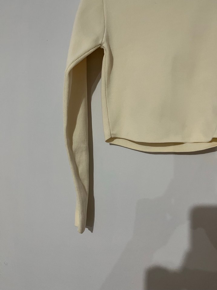 krem Uzun Kollu Basic Kadın Kazak - Görsel 4