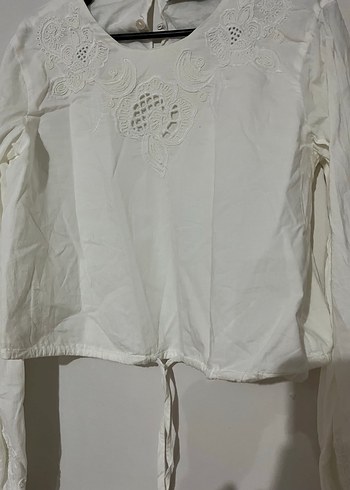 Beyaz Nakışlı Keten Gömlek - Görsel 4