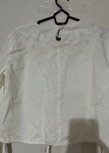 Beyaz Nakışlı Keten Gömlek - Görsel 7