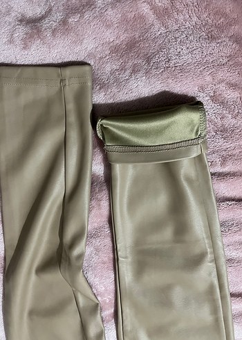 kahve Kadın Dar Kesim deri Pantolon - Görsel 3