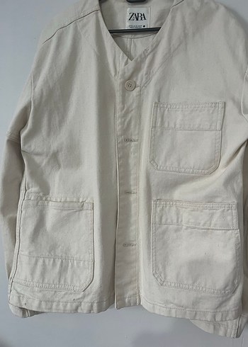 ZARA Düğmeli bej jean Kadın Ceket - Görsel 4