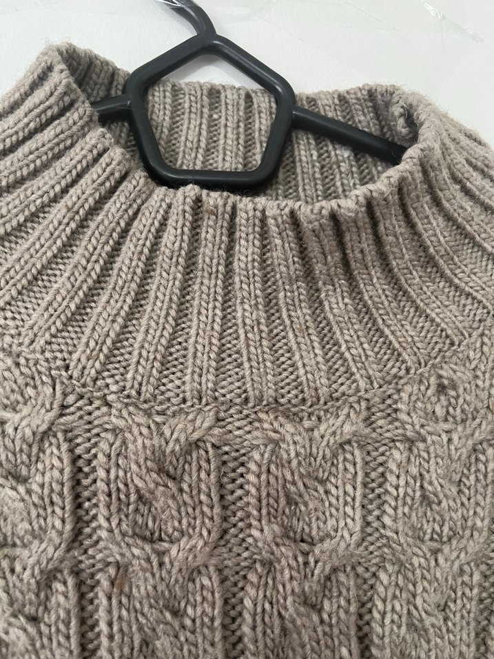 kahve Örgü Kadın Yarım Balıkçı Kazak - Görsel 5