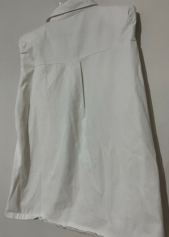 Düğmeli Kolsuz bej Keten Gömlek - Görsel 3