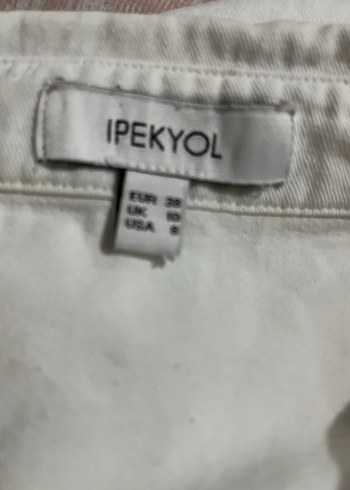 Düğmeli Kolsuz bej Keten Gömlek - Görsel 5